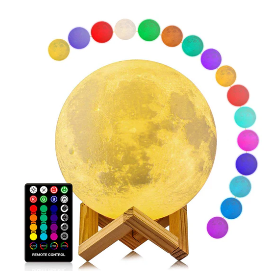 3D Printed Rechargeable LED Moon Lamp – Bedroom Ambiance & Perfect Birthday Gift