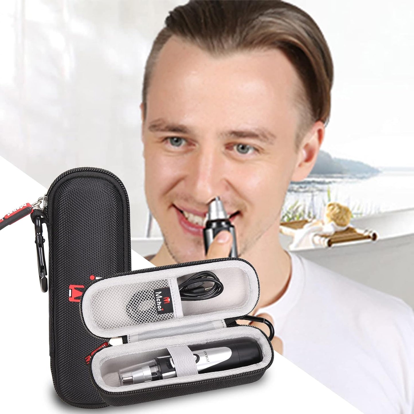 Hard Carrying Case Suitable for ZORAMI Ear and Nose Hair Trimmer Clipper, Battery-Operated Trimmer, Shockproof Waterproof Nose Hair Trimmer for Men Travel Protective Case, Case Only
