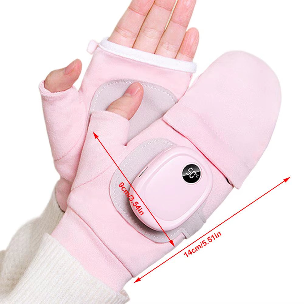 Heated Gloves for Men Men Women USB Fingerless Winter Heated Gloves USB Hand Warmer Gloves for Typing Cycling Skiing with 3