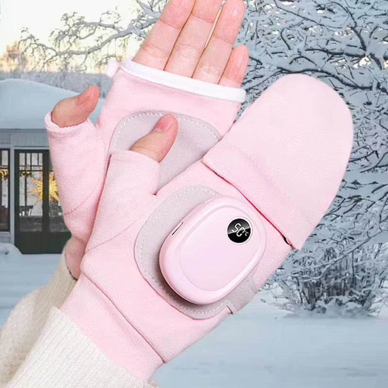 Heated Gloves for Men Men Women USB Fingerless Winter Heated Gloves USB Hand Warmer Gloves for Typing Cycling Skiing with 3