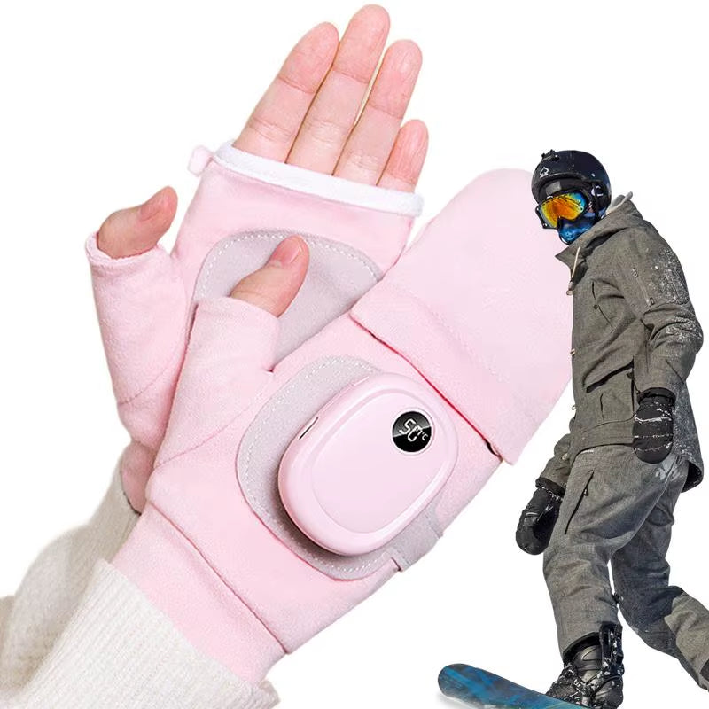 Heated Gloves for Men Men Women USB Fingerless Winter Heated Gloves USB Hand Warmer Gloves for Typing Cycling Skiing with 3