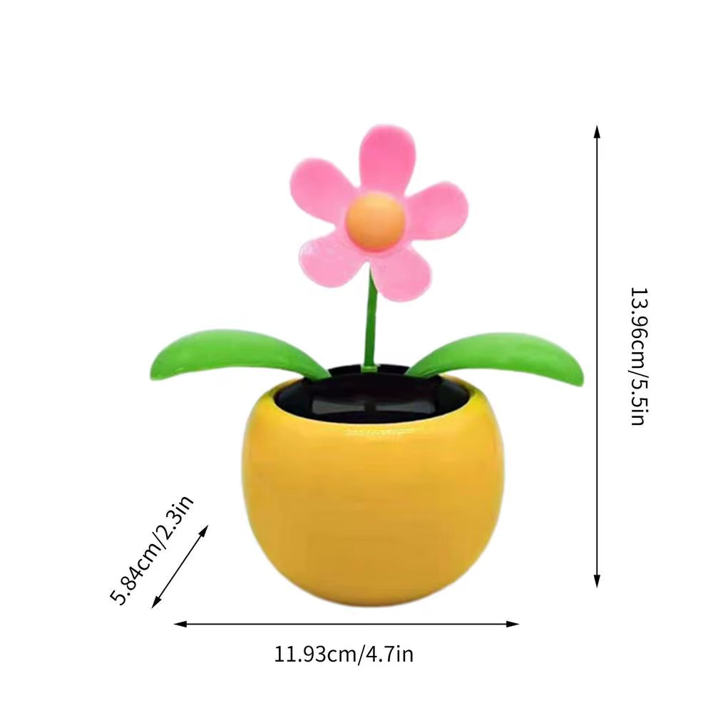 Solar Powered Dancing Sunflower Toy Portable Solar Shaking Ornaments Car Dashboard Decor Auto Interior Decoration