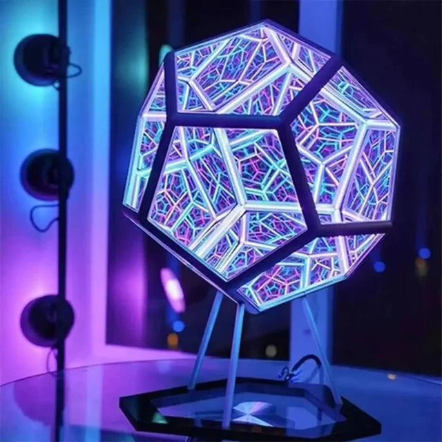 3D Infinite Dodecahedron LED Night Light – Colorful USB-Powered Art Lamp