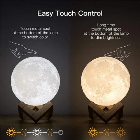3D Printed Rechargeable LED Moon Lamp – Bedroom Ambiance & Perfect Birthday Gift