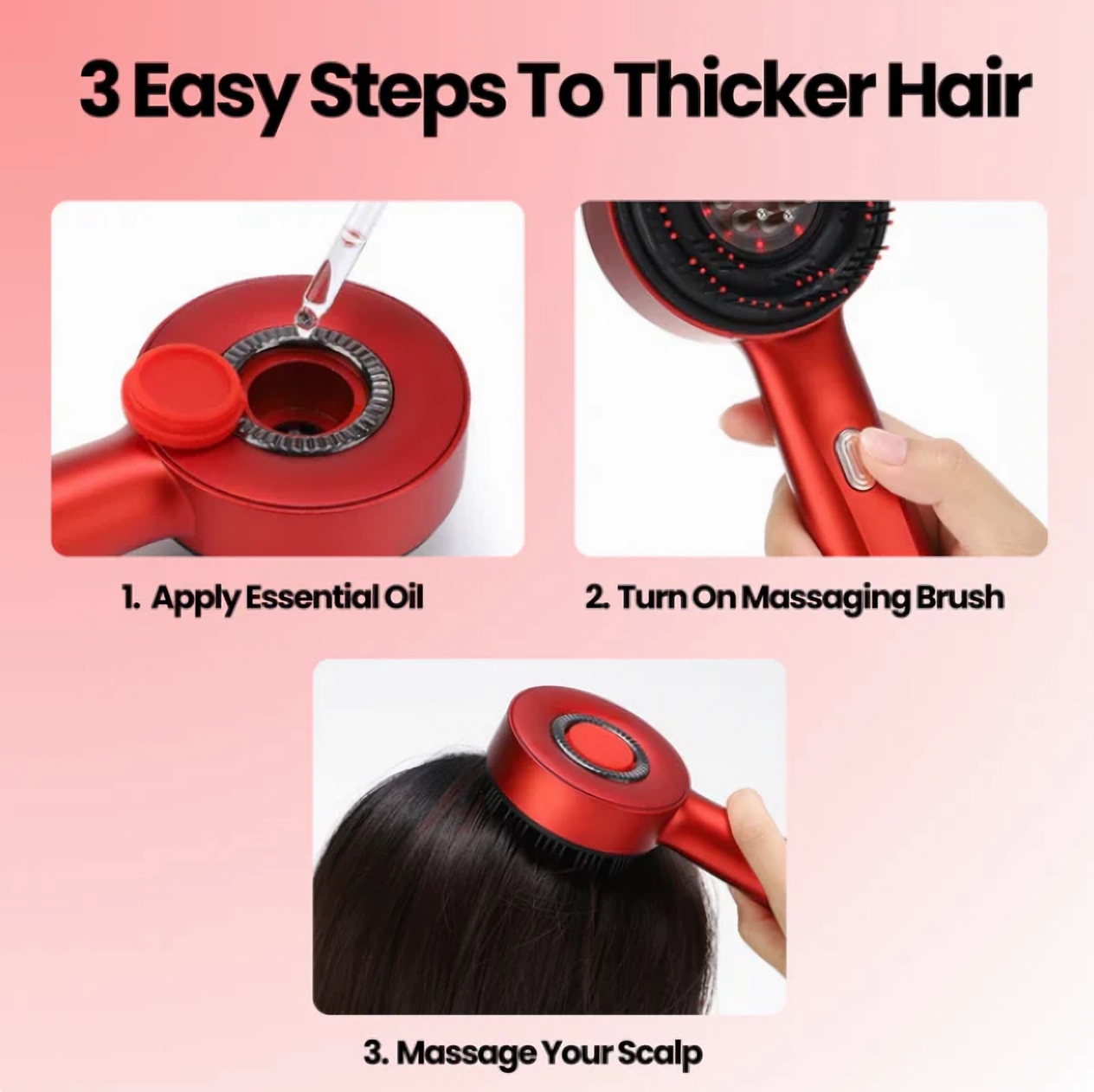 UThryve™ 3 in 1 Red Light Scalp Massaging Hair Brush