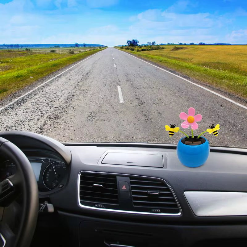 Solar Powered Dancing Sunflower Toy Portable Solar Shaking Ornaments Car Dashboard Decor Auto Interior Decoration