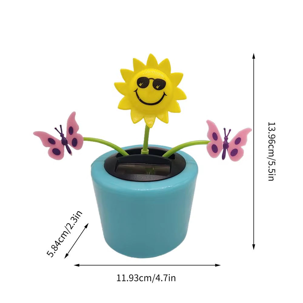 Solar Powered Dancing Sunflower Toy Portable Solar Shaking Ornaments Car Dashboard Decor Auto Interior Decoration