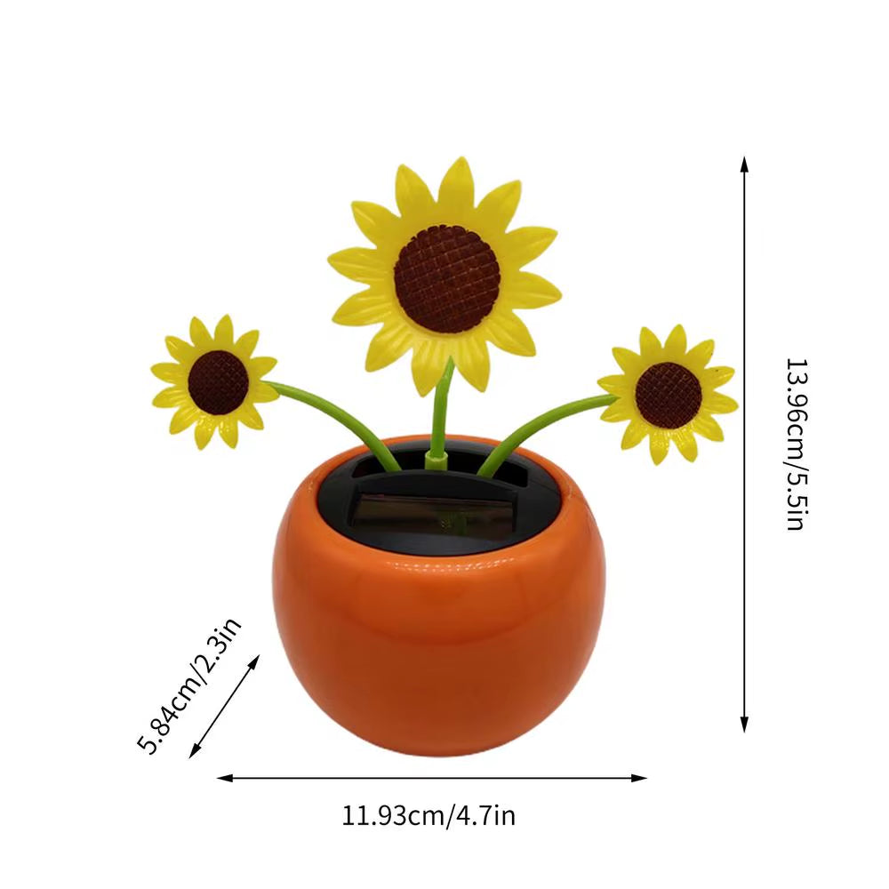 Solar Powered Dancing Sunflower Toy Portable Solar Shaking Ornaments Car Dashboard Decor Auto Interior Decoration