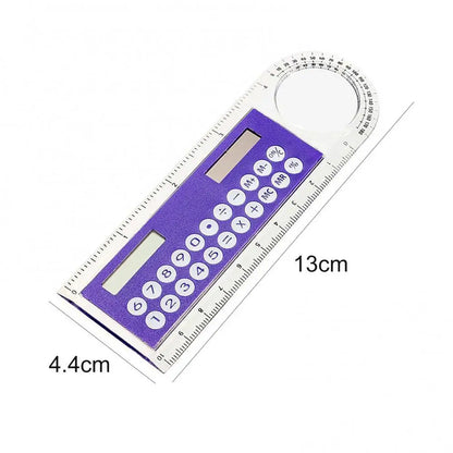 Hot Sale Mini Ultra-Thin Straight Ruler with Solar Calculator Magnifier Multifunction Calculator 10Cm School Office Supplies