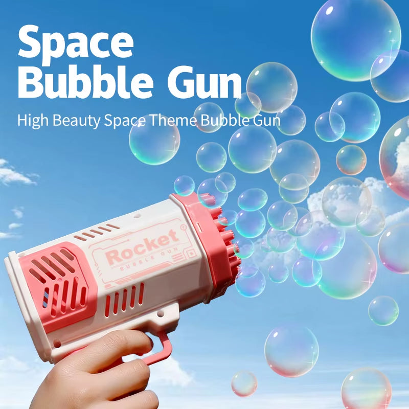 Space Bubble Gun Electric Bubbles Machine Guns Fully Automatic 40 Holes Space Soap Bubble Summer Outdoor for Boys and Girls Toys