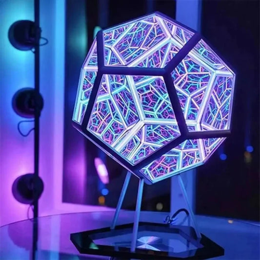 3D Infinite Dodecahedron LED Night Light – Colorful USB-Powered Art Lamp