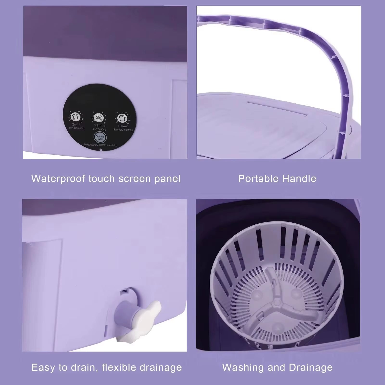 Mini Folding Portable Washing Machine 8L Socks Underwear Panties Retractable Automatic Washing Machine Travel Home Bra Washer